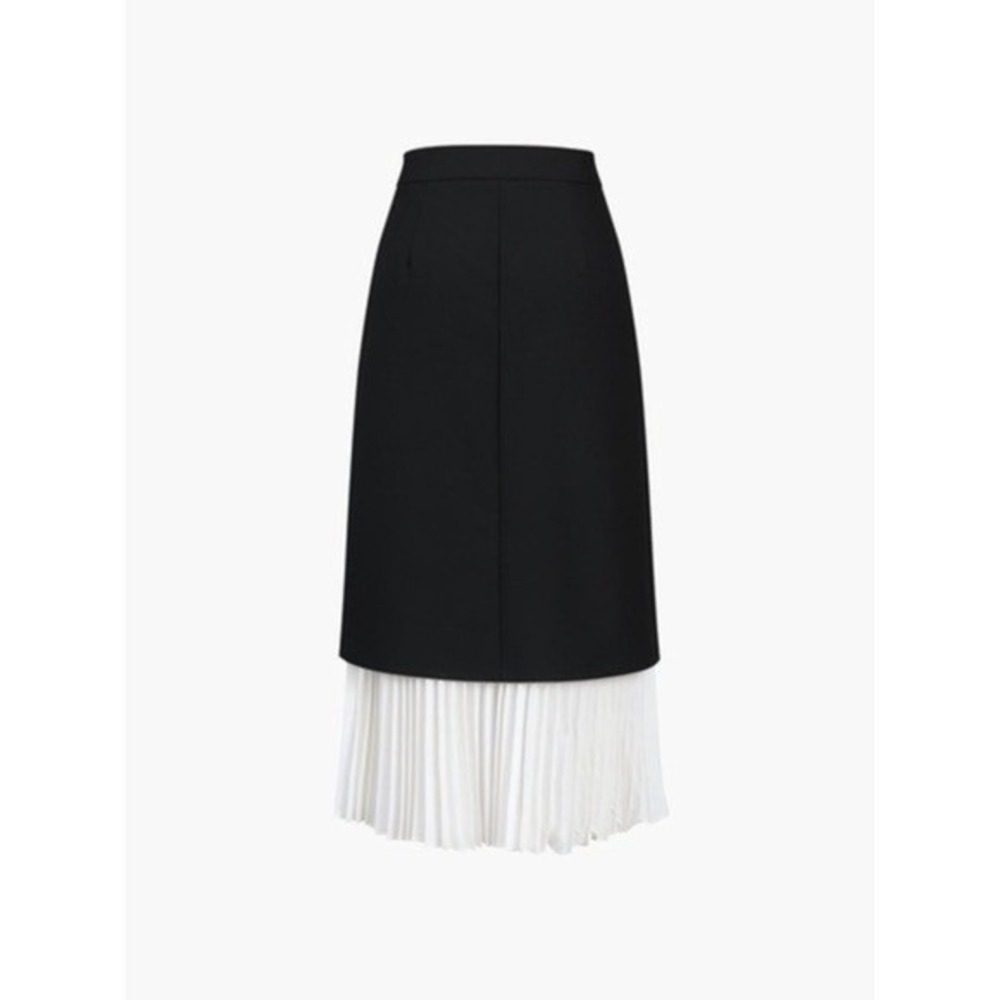 Commense Pleated Midi Skirt Black White Color Block Layered Skirt size XS - Picture 13 of 15
